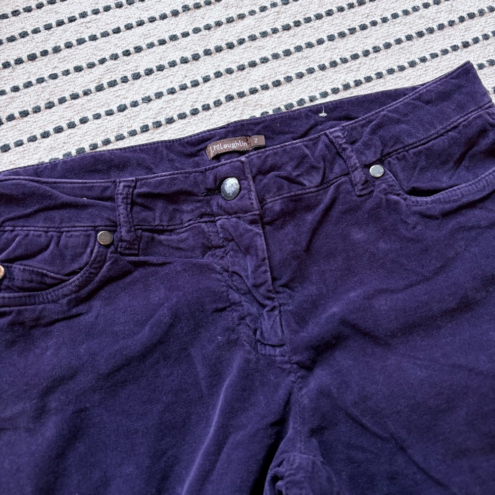 J.McLaughlin Watson Purple velveteen cigarette pants low rise size 2 - Picture 4 of 6